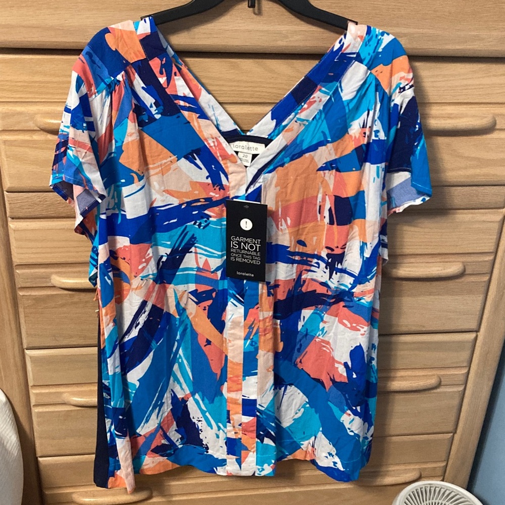 Loralette Abstract Print Women's Top Sz 20 Flutter sleeve - Picture 1 of 7